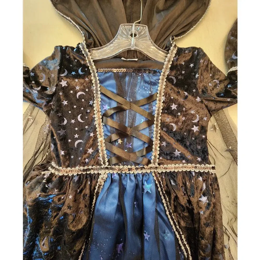 Spirit Halloween Girls SZ Small Witch Costume Cape Hood Magic
